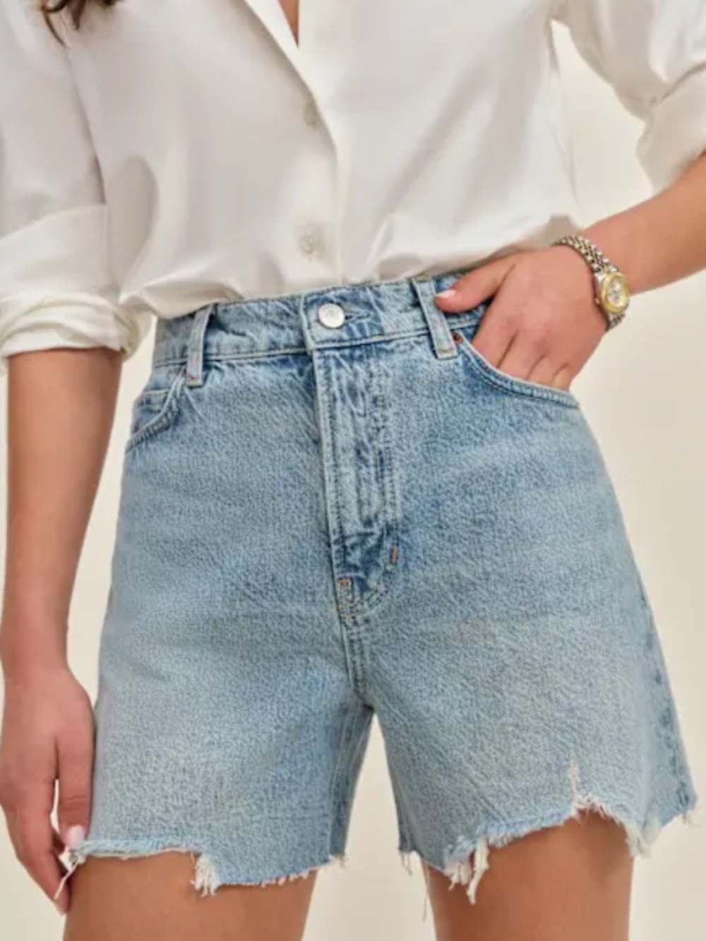 Reformation Saige High Rise 4" Jean Shorts